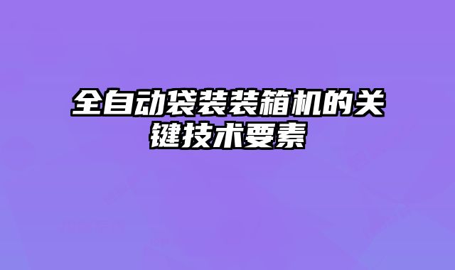 全自動袋裝裝箱機的關(guān)鍵技術(shù)要素